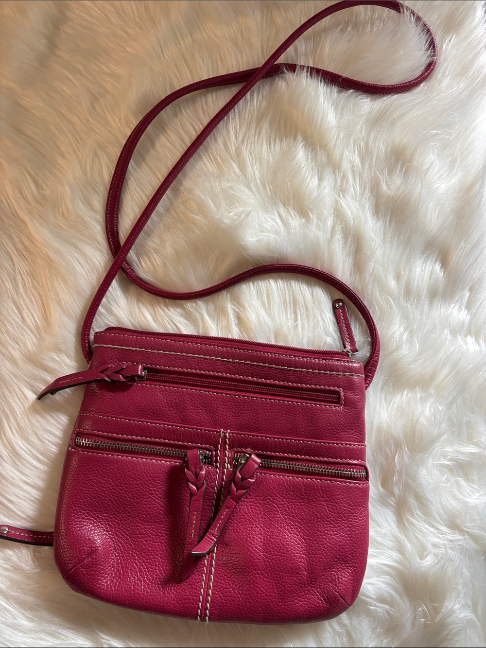 Tignanello Deep Raspberry Pebbled Leather Crossbody - Picture 4 of 6